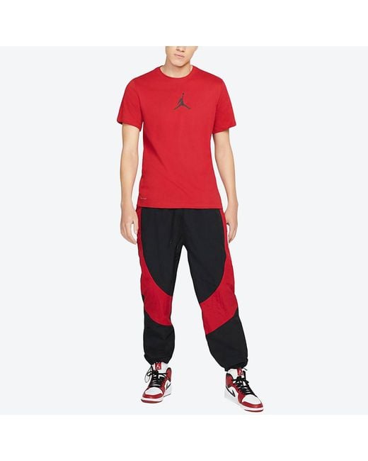 Nike Red Jumpman Logo Printing Sports Quick Dry Round Neck Short Sleeve for men