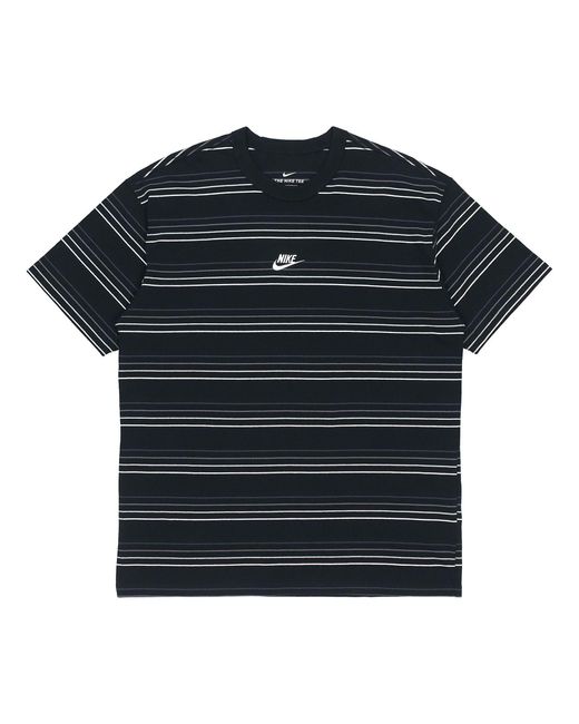 Nike Black Sportswear Embroidered Logo Stripe Loose Knit Sports Short Sleeve for men