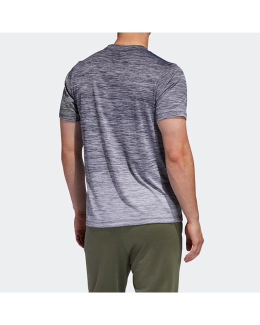 Adidas Gray Gradient Tee Training Sports Round Neck Pullover Short Sleeve Metallic for men