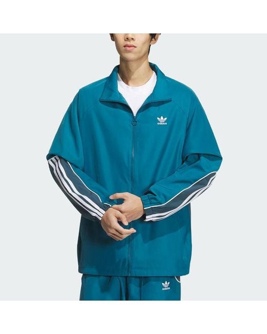 Adidas Blue Originals 3-Stripes Coach Jacket Asia Sizing for men