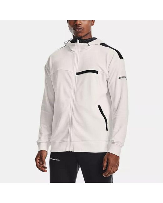 Under Armour Gray Rival Terry Amp Casual Sports Zipper Hooded Jacket for men