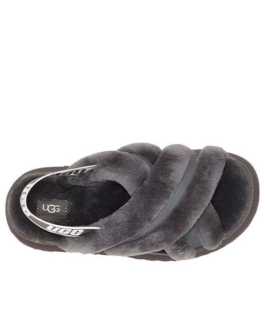 UGG W DISCO CROSS SLIDE アグ ボアサンダル グレー UGG (Wmns) Disco Cross Slide 'Charcoal' in Brown | Lyst