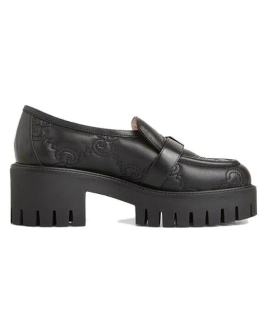 Gucci Black (Wmns) Gg Matelass Slip-On Loafers With Block Heel