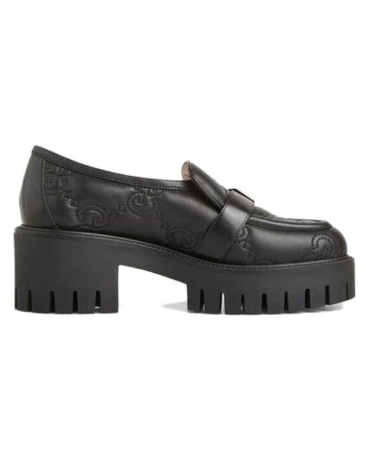Gucci Black gg Matelass Slip-on Loafers With Block Heel