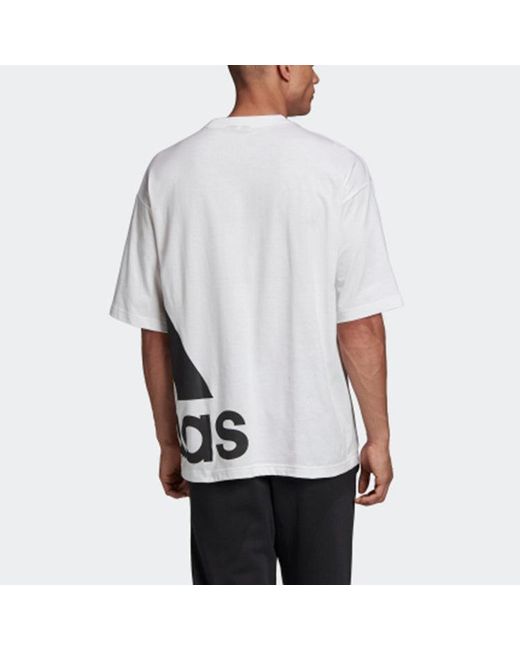 Adidas White M Mh Boxbos Tee Side Large Logo Short Sleeve for men