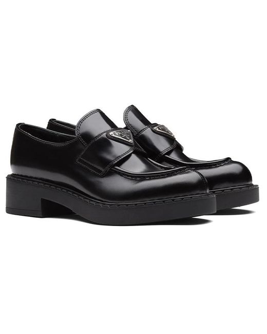 Prada Black (Wmns) Chocolate 50Mm Brushed Leather Loafer ''