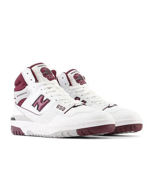 New Balance White 650R Burgundy' for men
