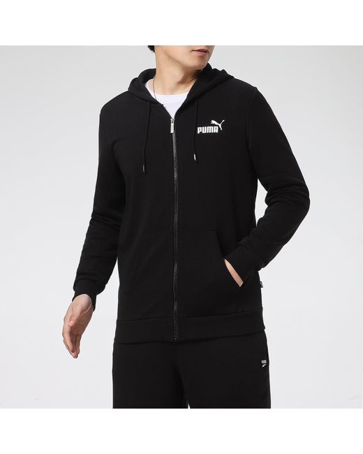 PUMA Black Big Logo Full Zip Up Jacket for men