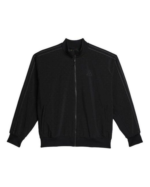 Adidas Black Originals Pw Tt Ribbed Cuff Reflective Printing Sports Stand Collar Jacket for men