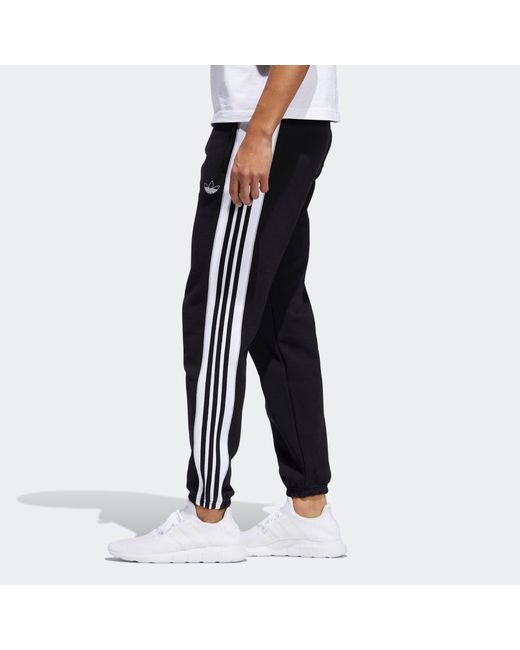 Adidas Black Originals 3-Stripe Panel Sweatpants Logo for men