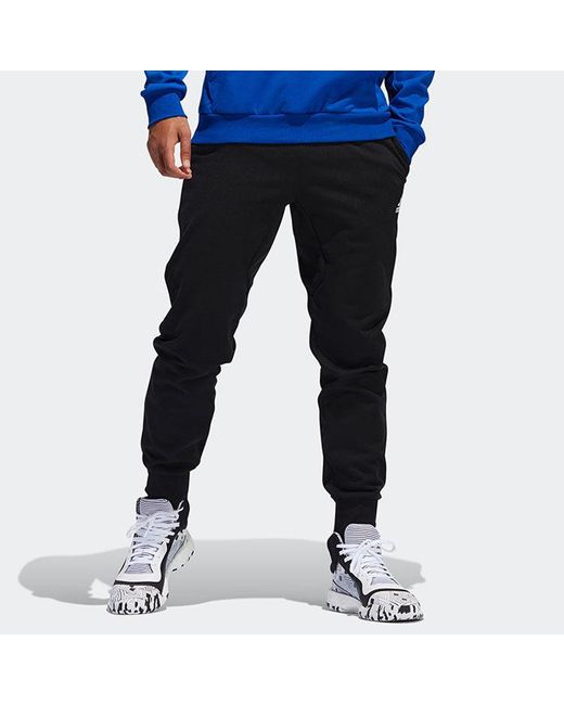Adidas Black Sports Casual Fleece Basketball Trousers for men