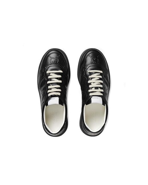 Gucci Black Gg Embossed Sneaker Leather' for men