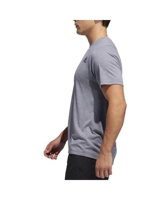 Adidas Gray Solid Color Logo Round Neck Sports Short Sleeve for men