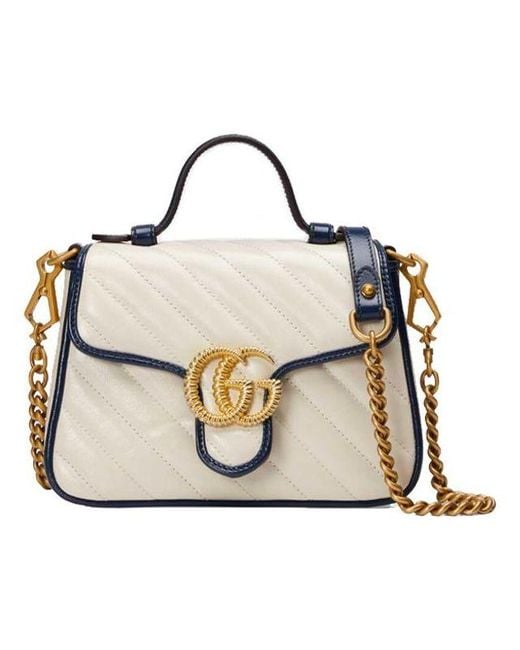 Gucci Metallic (Wmns) Gg Marmont Logo Colorblock Leather Chain Handbag Mini Retro