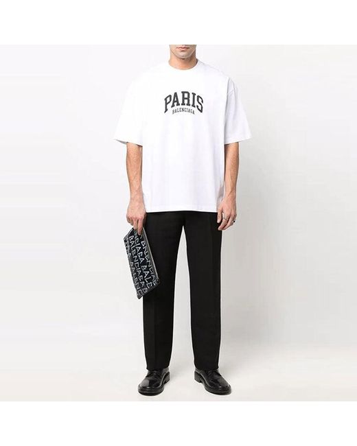 Balenciaga White Cities Paris T-Shirt Medium Fit