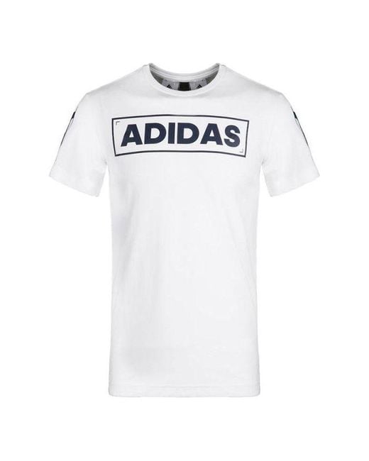 Adidas White Adi 360 Logo Printing Sports Round Neck Short Sleeve for men