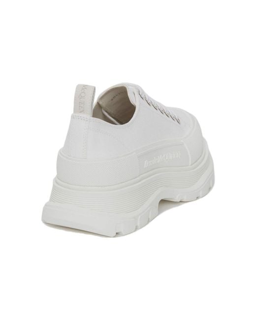 McQueen White Tread Slick Low Lace Up for men
