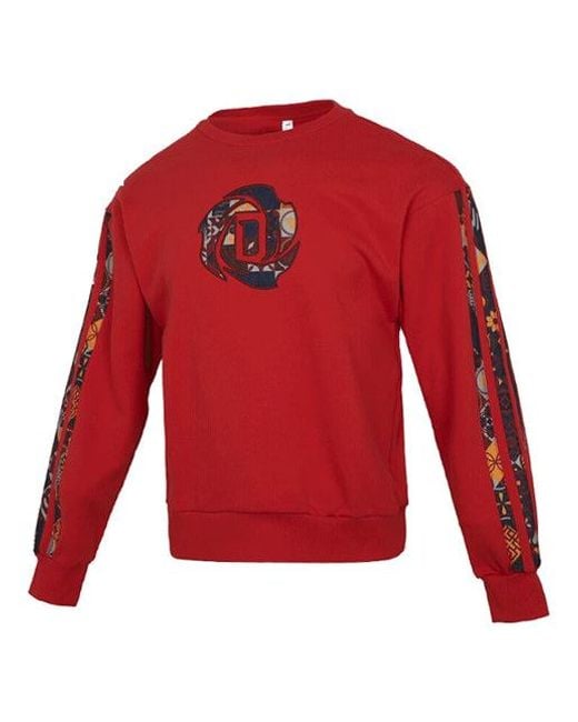 Adidas Red Crew Limited Printing Basketball Sports Round Neck Pullover for men