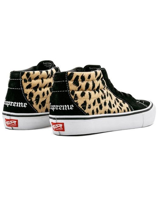 Vans Black Supreme X Sk8-Mid Pro 'Cheetah Velvet' for men