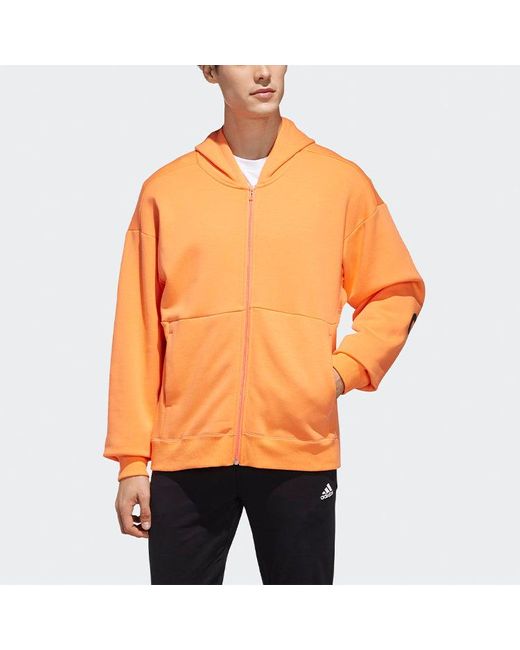 Adidas Orange Sport 2 Street Alphabet Printing Athleisure Casual Sports Hooded Jacket for men