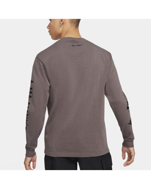 Nike Brown X A Ma Manire Crossover Logo Printing Round Neck Long Sleeves T-shirt for men