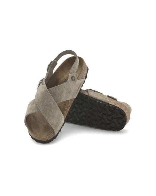 Birkenstock Brown Tulum Suede Leather Narrow Fit Sandals 'Taupe' for men
