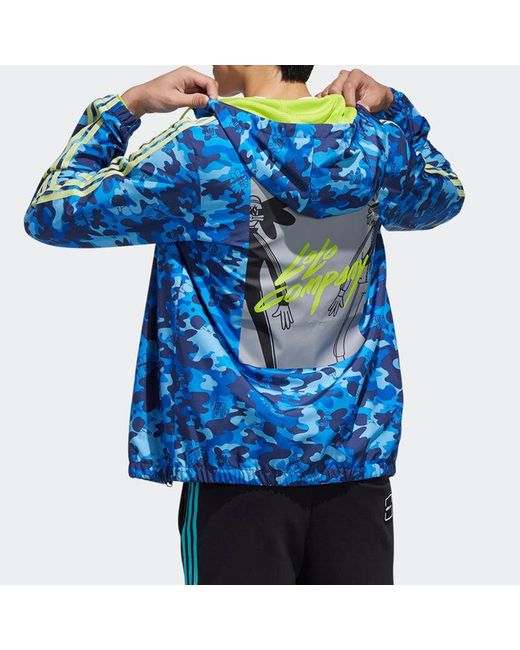Adidas Blue Neo M Radio W Wb Camouflage Hooded Sports Jacket for men