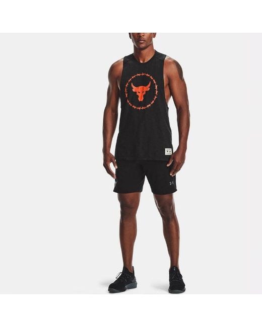 Under Armour Black Project Rock Charged Cotton Tank for men