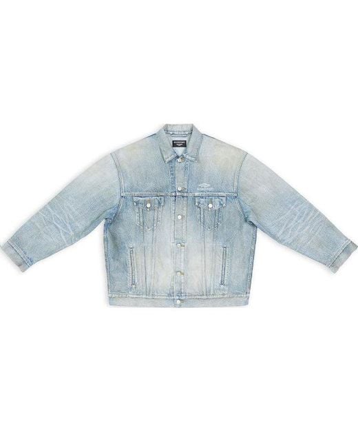 Balenciaga Blue 3B Sports Vintage Denim Jacket Large Fit 'Light' for men