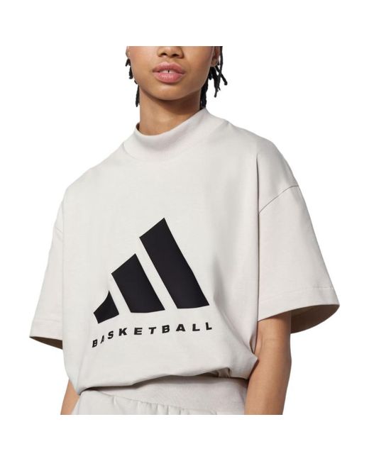 Adidas White Basketball Logo Tee for men
