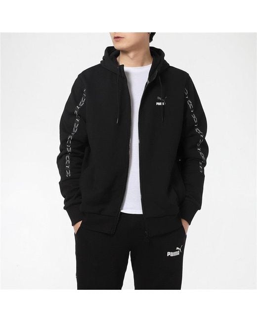 PUMA Black Elevate Hooded Full-Zip Jacket for men
