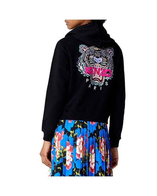 KENZO Black (Wmns) Embroidery Zipper Hoodie