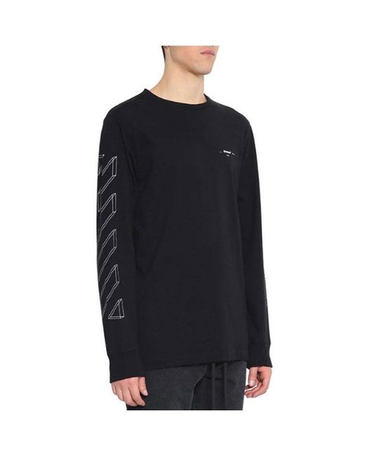 Off-White c/o Virgil Abloh Blue 3D Printing Hollow Out Arrow Long Sleeves T-Shirt for men