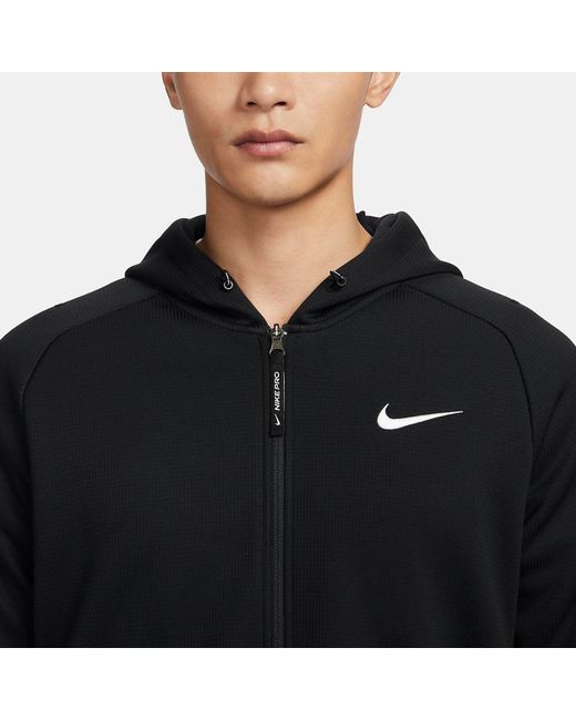 Nike Black Pro Therma-fit Full-zip Hooded Jacket for men