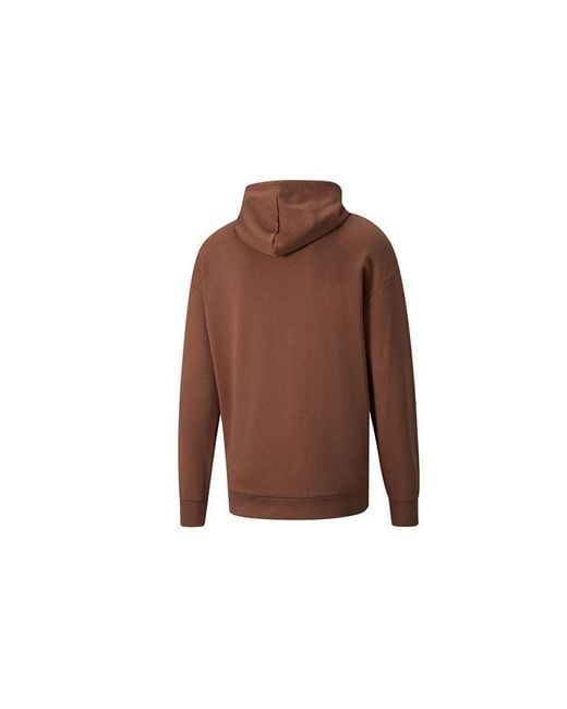 PUMA Brown Classics Oversized Casual Sports Drawstring Hooded Long Sleeves Coffee for men