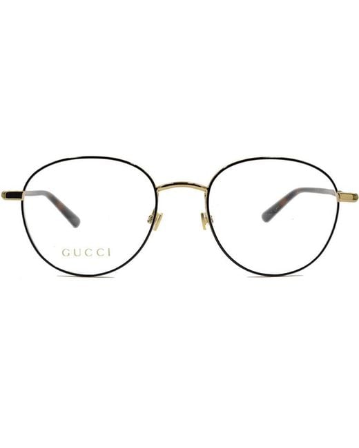 Gucci Metallic Round Frame Color Enamel Ribbon Element Optical Glasses Frame Sub-Edition/Golden