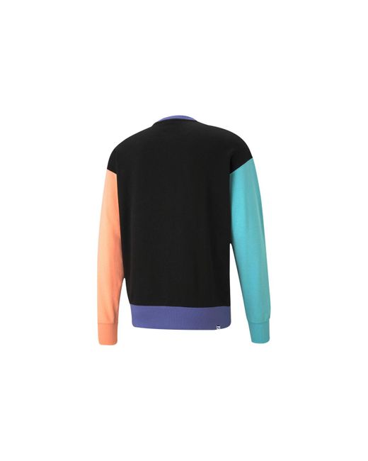 PUMA Black Graphic Crew Logo Printed Casual Sports Sweater for men
