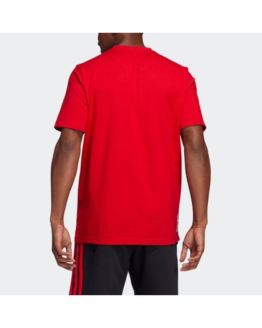 Adidas Red Cny Large Logo Round Neck Pullover Basketball Sports Short Sleeve T-Shirt for men