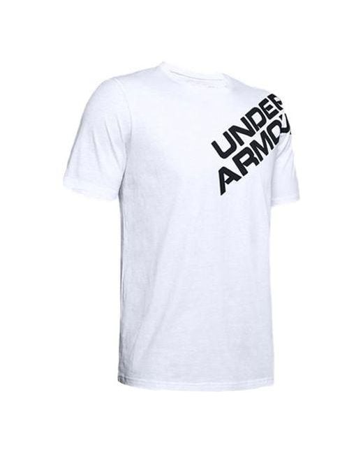 Under Armour White Wordmark Shoulder Short Sleeve for men