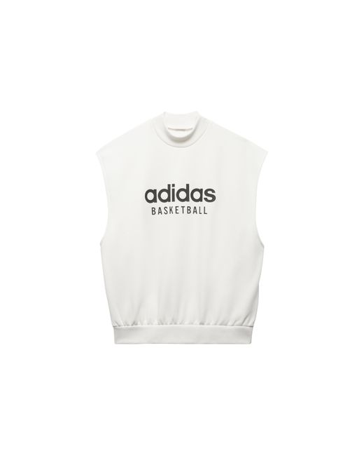 Adidas White Basketball Sleeveless Sweatshirt for men