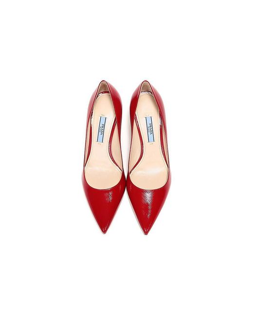 Prada Red (Wmns) Pointed Saffiano Leather Heels