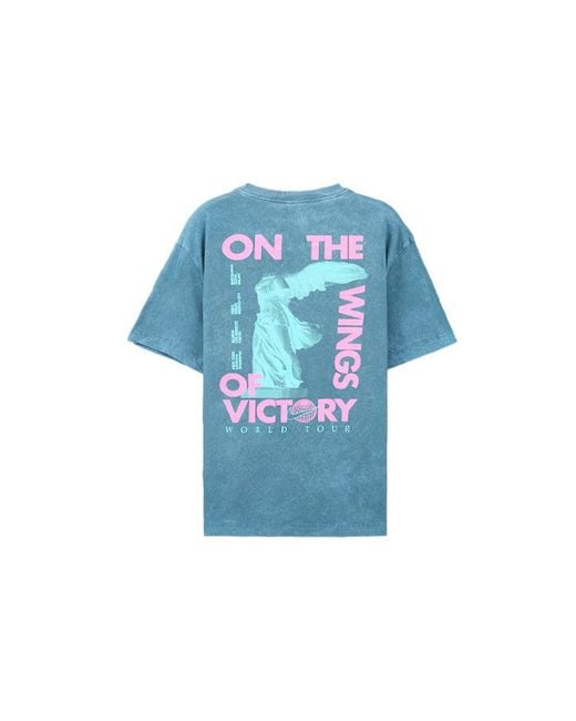 Nike Blue Sportswear World Tour Casual Sports Round Neck Pullover Short Sleeve for men