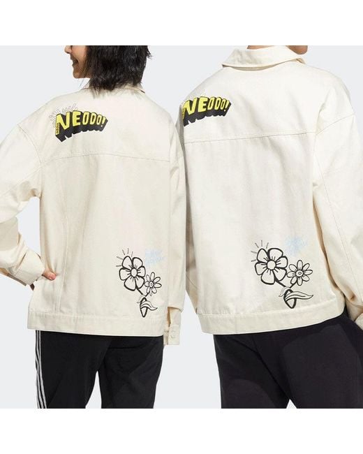 Adidas White Neo Alphabet Printing Sports Jacket Couple Style for men