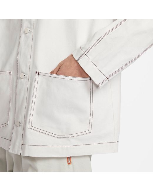 Nike White Sportswear Lapel Work Jacket for men