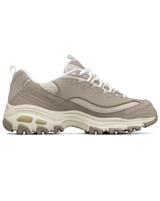 Skechers White (Wmns) D'Lites-Looking Glass Running Shoes