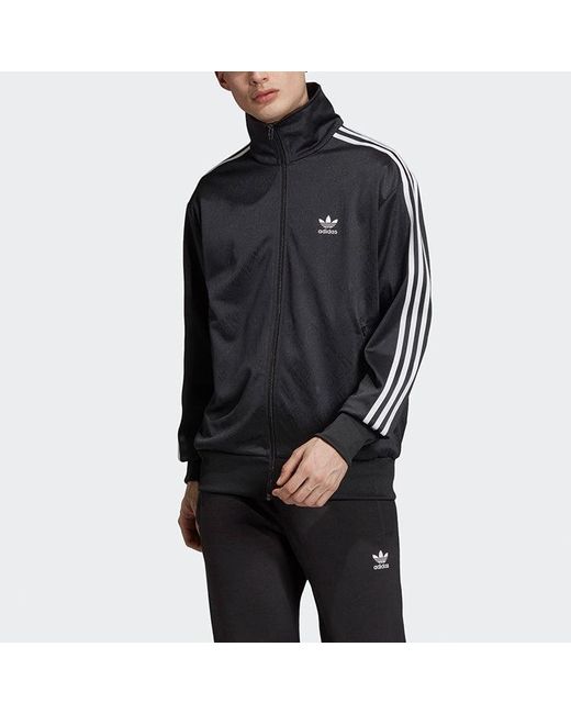 Adidas Blue Originals Stand Collar Athleisure Casual Sports Stripe Jacket for men