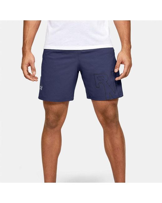 Under Armour Blue Launch Sw Branded 7 Inch Shorts for men
