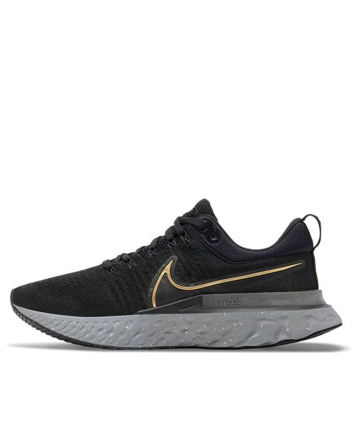 Nike Black React Infinity Run Flyknit 2 Metallic' for men