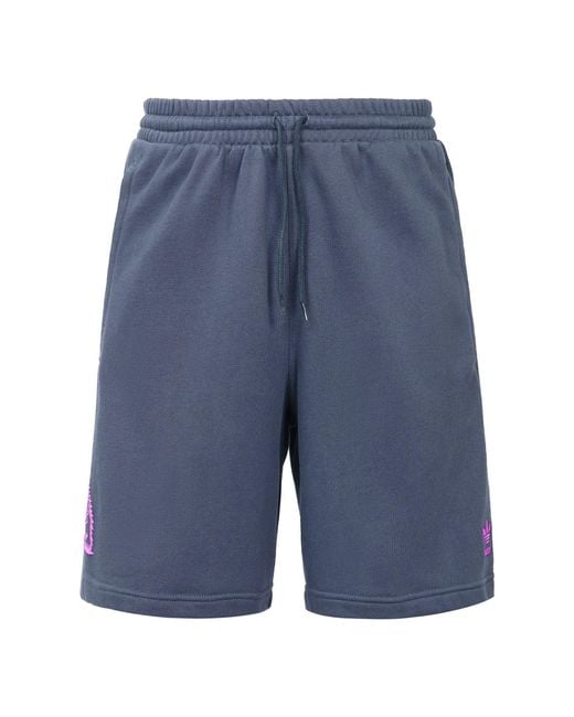 Adidas Blue Originals Kevin Lyons Shr Solid Color Cartoon Pattern Athleisure Casual Sports Straight Shorts for men