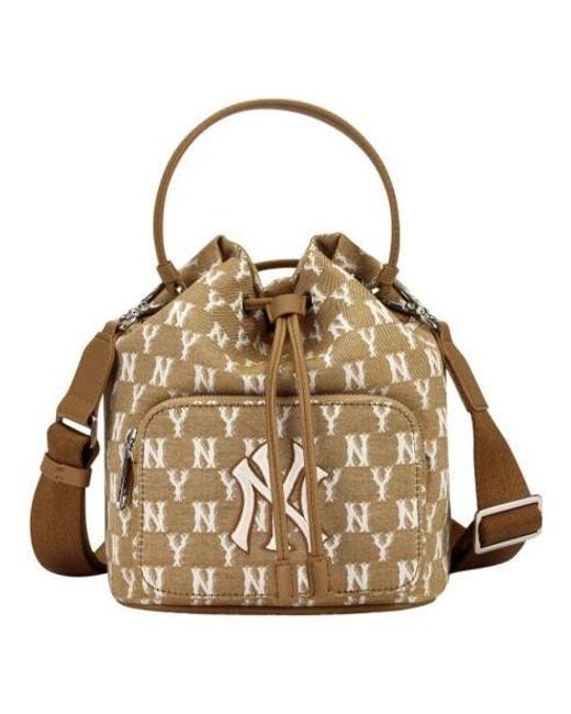 MLB Brown Retro Full Print Series Ny New York Yankees Drawstring Shoulder Messenger Bag